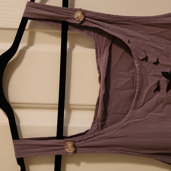 Gray bibs overalls with black butterflies. Size XL great condition - Picture 4 of 6